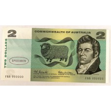 AUSTRALIA 1966 . TWO DOLLARS BANKNOTE . SPECIMEN